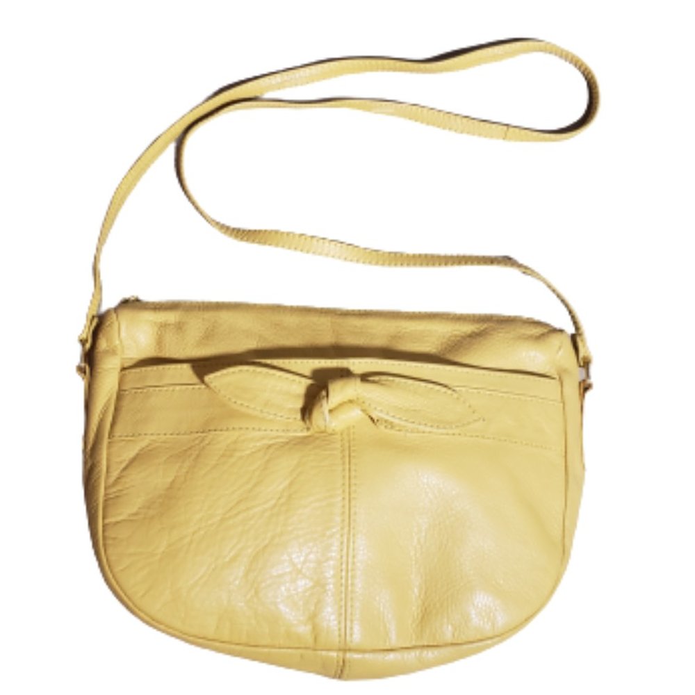 Pelle Yellow Leather Purse with bow accent